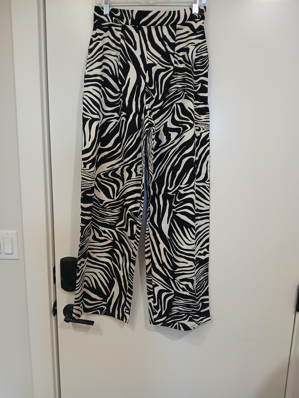 Corey Lyn Calter Black & White Zebra Print Wide-Leg Pants